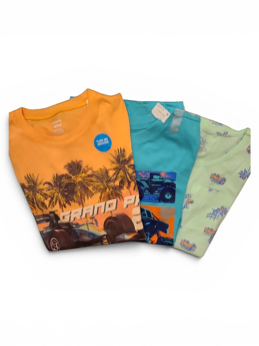 CARTER'S Kids BUNDLE Orange Palm-Print, Grand Prix, Stunt Expert Tees